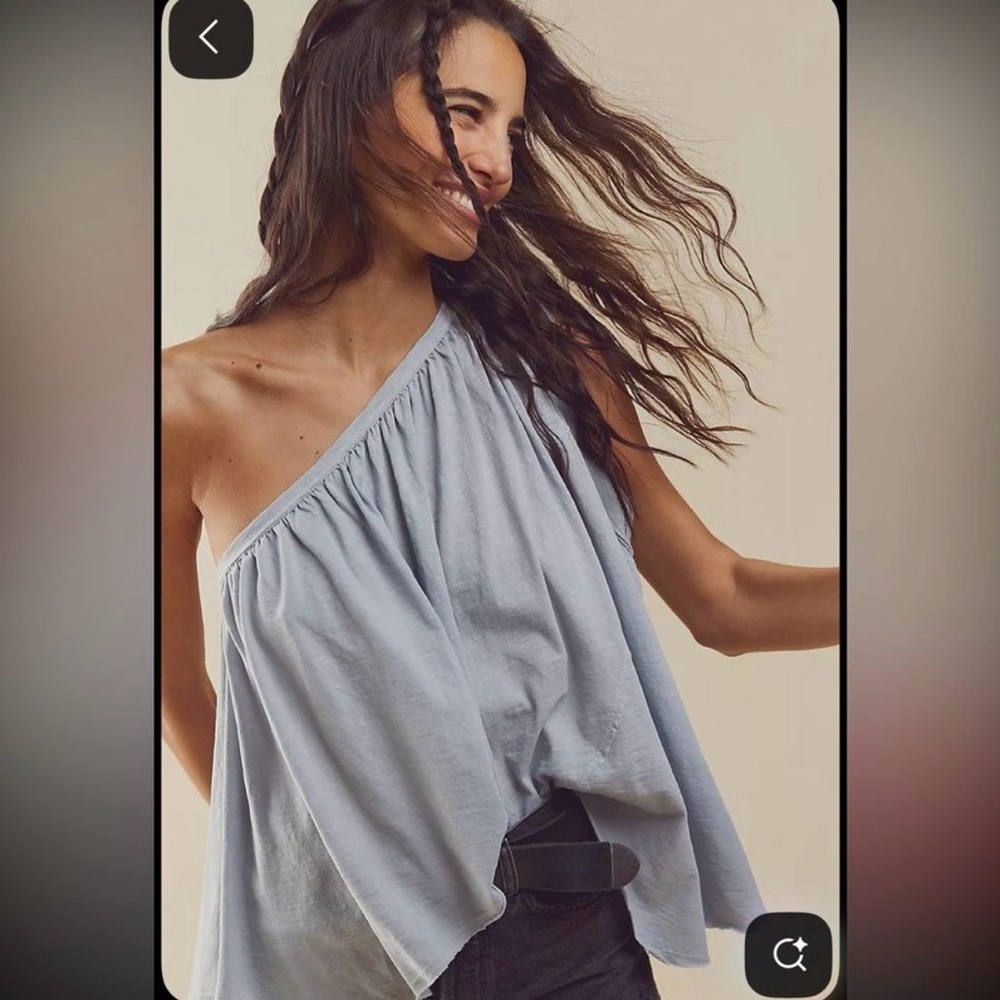 We the Free One-Shoulder Light Blue Women's Top